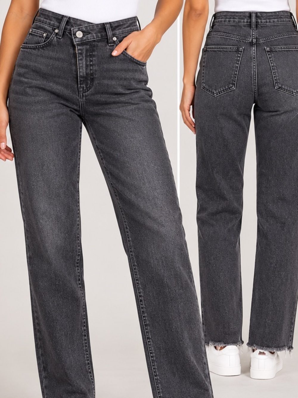 Abercrombie & Fitch Charcoal Washed Straight-Leg Jeans